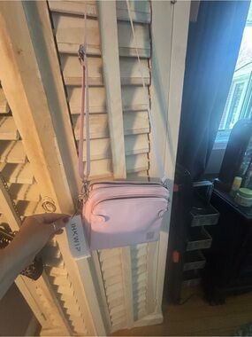 HKWIP Pink Crossbody Bag with Dual Zip Compartments